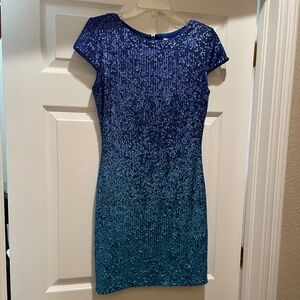 Dress the Population blue sequin ombre Medium dress